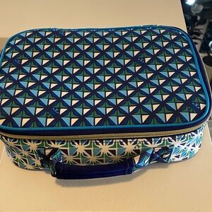 Tory Burch Blue and Green Patterned Storage Case